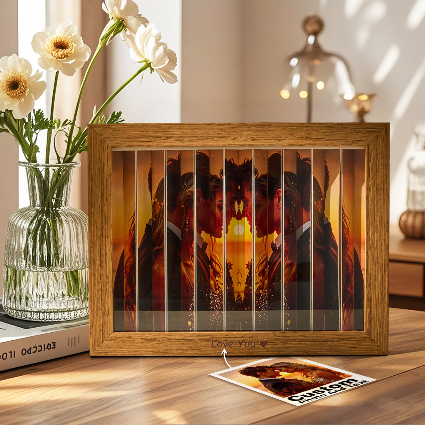 Fotocadeau Zigzag - Jubileum- En Verjaardagscadeau - Cadeau Voor Hem/haar - Fotokubus Sleutelhanger - Bureau Fotolijst