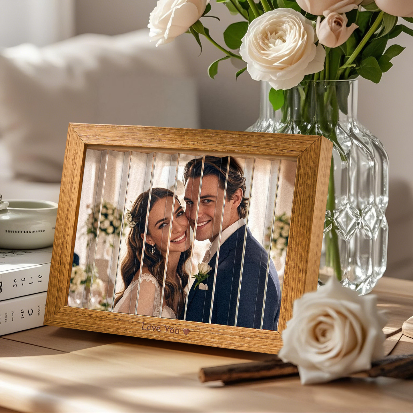 Fotocadeau Zigzag - Jubileum- En Verjaardagscadeau - Cadeau Voor Hem/haar - Fotokubus Sleutelhanger - Bureau Fotolijst