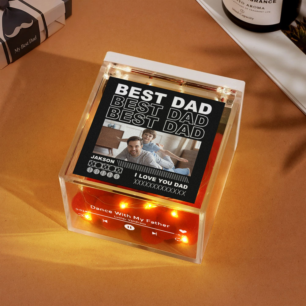 Aangepaste Mini-platenspeler Met Automatische Muziekspeler, Meerdere Foto's, Aangepaste Foto Voor Papa Op Vaderdag - SokkenFoto