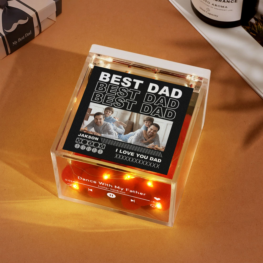 Aangepaste Mini-platenspeler Met Automatische Muziekspeler, Meerdere Foto's, Aangepaste Foto Voor Papa Op Vaderdag - SokkenFoto