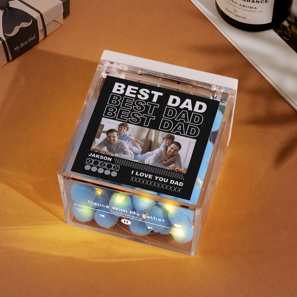 Aangepaste Mini-platenspeler Met Automatische Muziekspeler, Meerdere Foto's, Aangepaste Foto Voor Papa Op Vaderdag - SokkenFoto