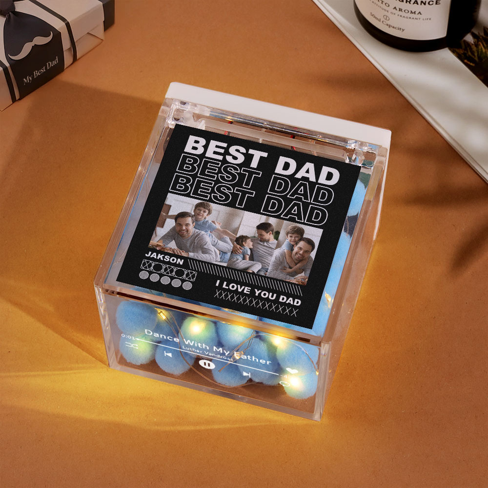 Aangepaste Mini-platenspeler Met Automatische Muziekspeler, Meerdere Foto's, Aangepaste Foto Voor Papa Op Vaderdag - SokkenFoto