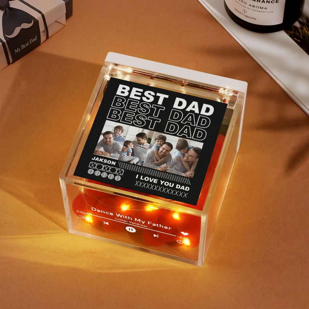 Aangepaste Mini-platenspeler Met Automatische Muziekspeler, Meerdere Foto's, Aangepaste Foto Voor Papa Op Vaderdag - SokkenFoto