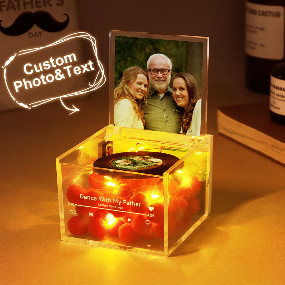 Aangepaste Mini-platenspeler Met Vintage Vadergezicht En Een Zonnebril In Thug-stijl, Automatische Muziekspeler, De Beste Vaderstijl Voor Vaderdag - SokkenFoto