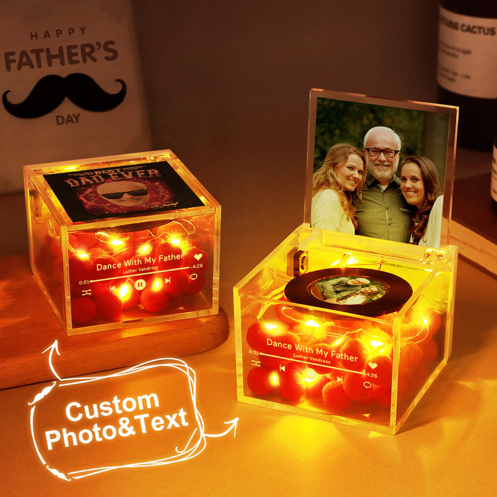 Aangepaste Mini-platenspeler Met Vintage Vadergezicht En Een Zonnebril In Thug-stijl, Automatische Muziekspeler, De Beste Vaderstijl Voor Vaderdag - SokkenFoto