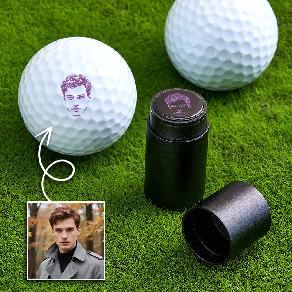 Gepersonaliseerde Fotogolfbalstempel Met Metalen Opbergdoos Foto & Tekst Verjaardagscadeau-idee Voor De Kerstman Voor Golfspeler - SokkenFoto