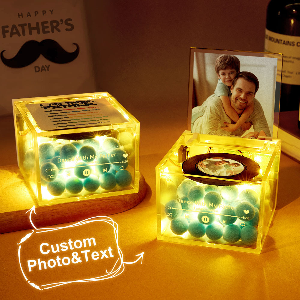 Gepersonaliseerde Light Saber Mini Vinyl Platenspeler Ik Ben Hun Vader Acryl Aangepaste Automatische Muziekspeler Cadeau Voor Papa Op Vaderdag - SokkenFoto