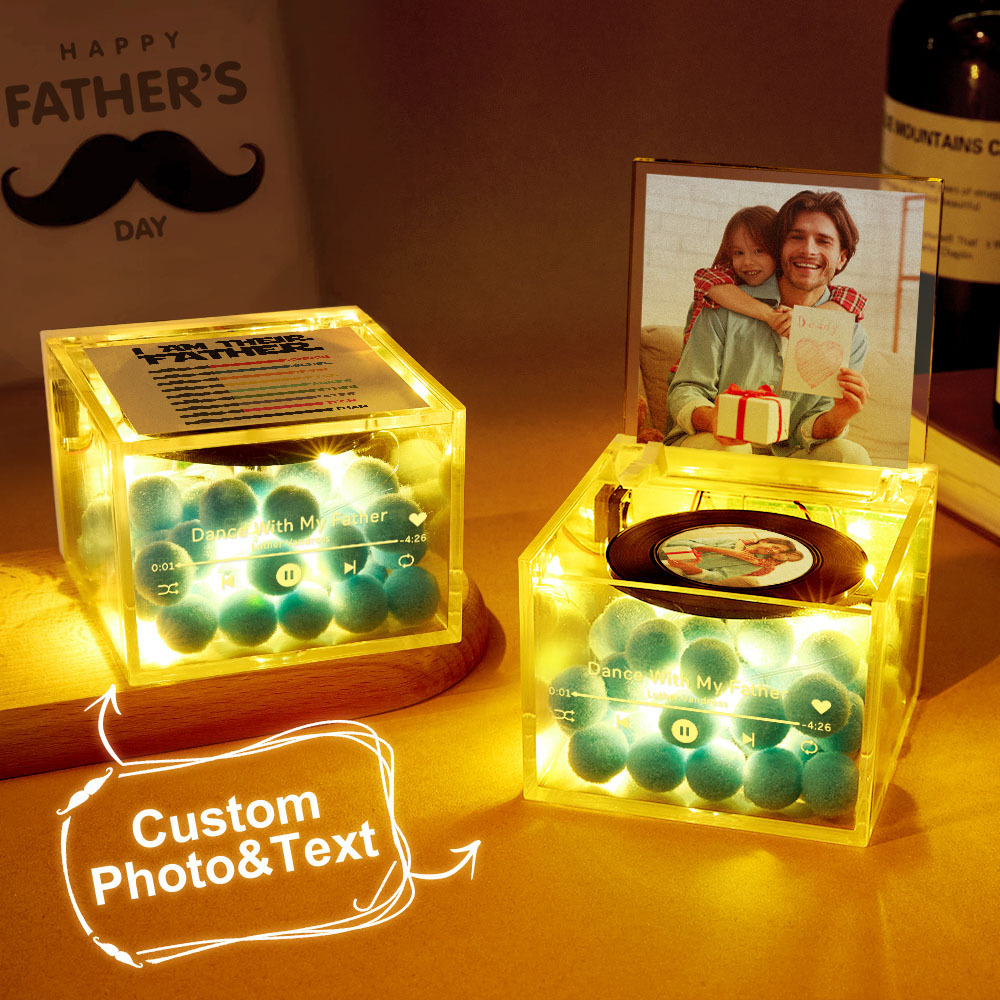 Gepersonaliseerde Light Saber Mini Vinyl Platenspeler Ik Ben Hun Vader Acryl Aangepaste Automatische Muziekspeler Cadeau Voor Papa Op Vaderdag - SokkenFoto