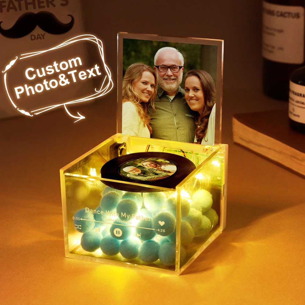 Aangepaste Mini-platenspeler Met Vintage Vadergezicht En Een Zonnebril In Thug-stijl, Automatische Muziekspeler, De Beste Vaderstijl Voor Vaderdag - SokkenFoto