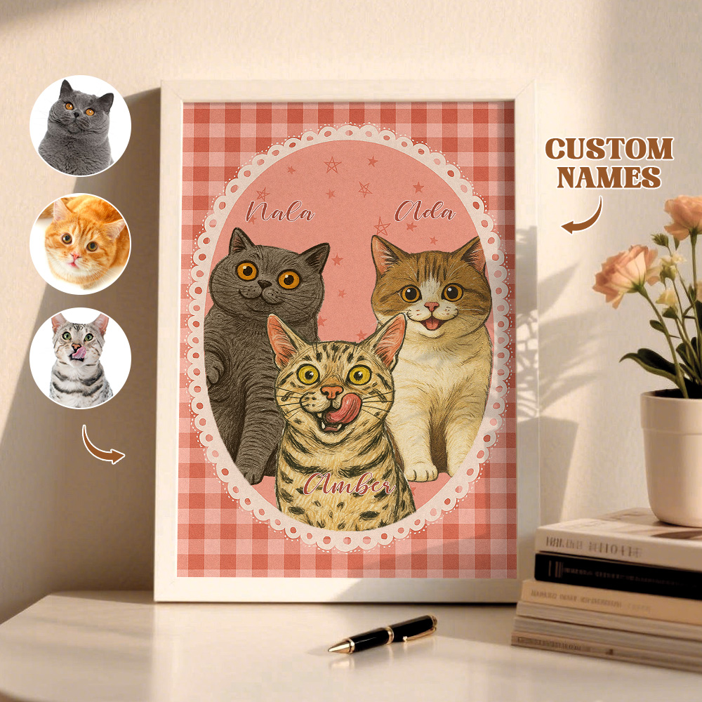 Aangepaste Huisdierfoto Cartoon Houten Frame Decoraties Romantische Decoratie Plaquette Cadeaus