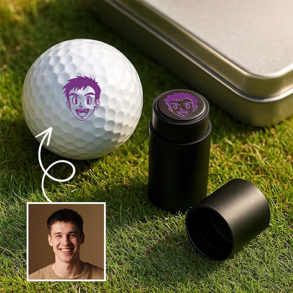 Gepersonaliseerde Fotogolfbalstempel Met Metalen Opbergdoos Foto & Tekst Verjaardagscadeau-idee Voor De Kerstman Voor Golfspeler - SokkenFoto