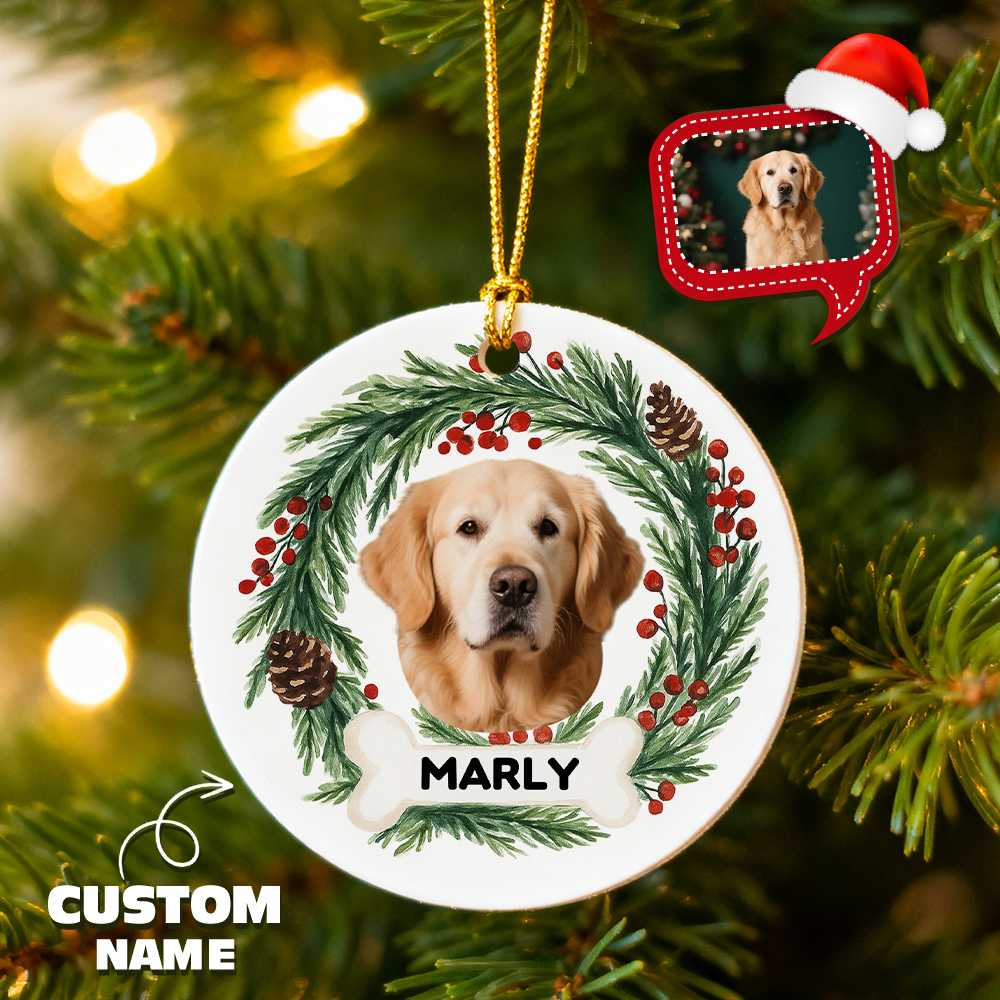 Gepersonaliseerd Familie Kerstornament Schattige Honden Foto Kerst Herinnering Kerstcadeau Ornament