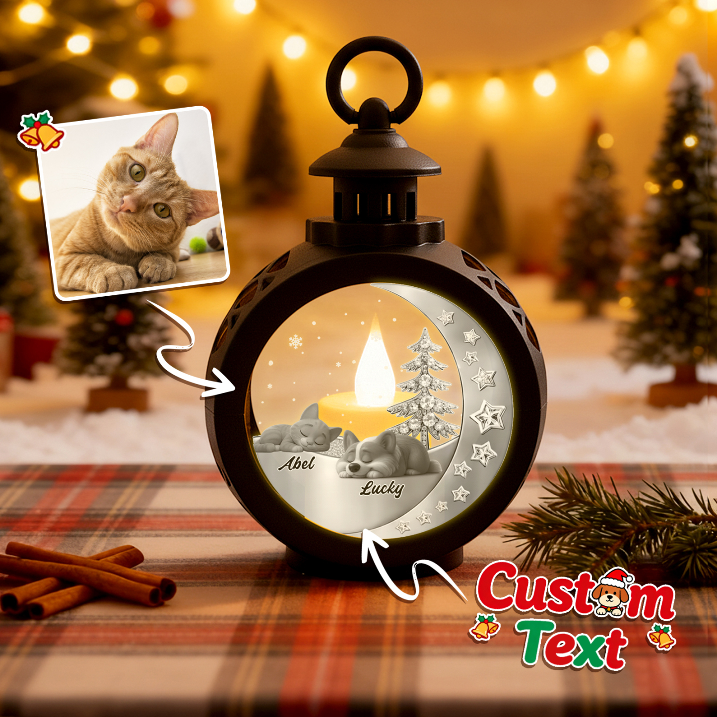 Gepersonaliseerde 3d-effect Kerstlantaarn Naast Je - Kerstcadeaus - SokkenFoto