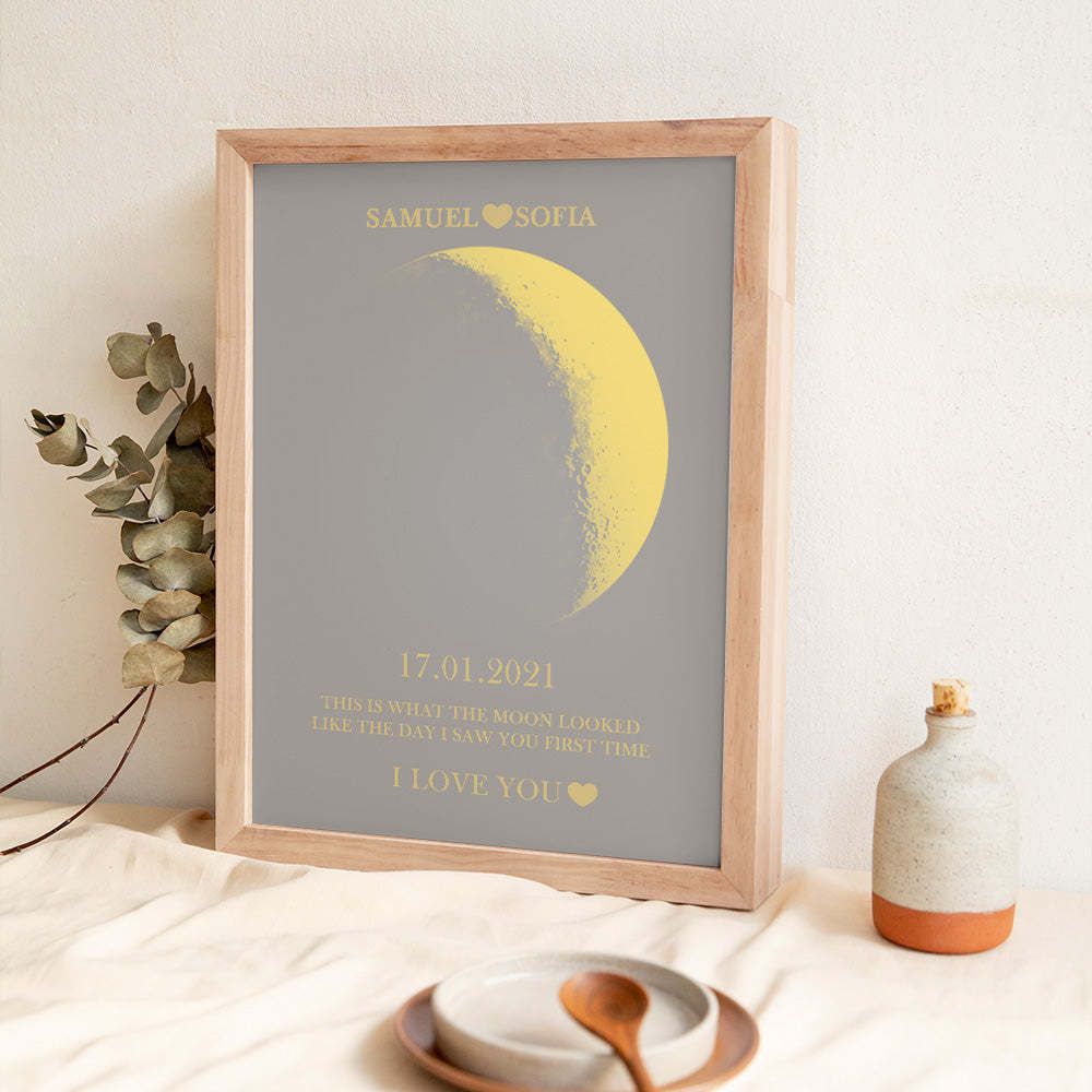 Aangepaste Maanfase Gouden Print Frame Cadeaus Voor Verjaardag En Jubileum - SokkenFoto