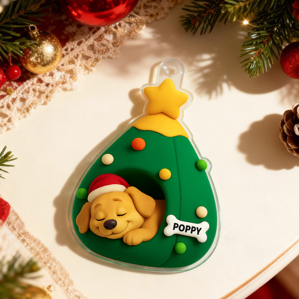 Gepersonaliseerde Acryl Autohanger, Huisdierliefde In Kous, Kerstcadeaus Voor Schattige Huisdieren En Katten, Kerstcadeau Ter Nagedachtenis Aan Het Bestaan ​​van Uw Huisdier - SokkenFoto