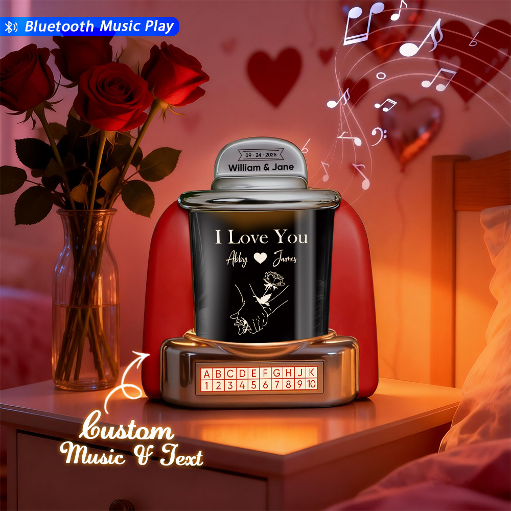 Gepersonaliseerde Mini-jukebox Met Retro-luidspreker, Tekst- En Bluetooth-muziekfunctie – Een Perfect Cadeau Voor Stellen, Jubilea En Valentijnsdag. - SokkenFoto