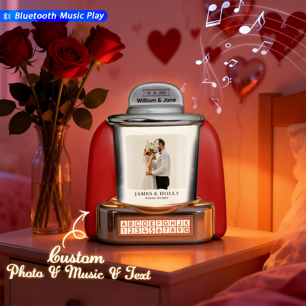 Gepersonaliseerde Mini-jukebox Als Liefdesherinnering – Mini Bluetooth-jukebox Met Foto, Tekst En Speciaal Fotodesign - SokkenFoto