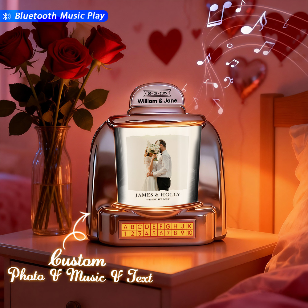 Gepersonaliseerde Mini-jukebox Als Liefdesherinnering – Mini Bluetooth-jukebox Met Foto, Tekst En Speciaal Fotodesign - SokkenFoto