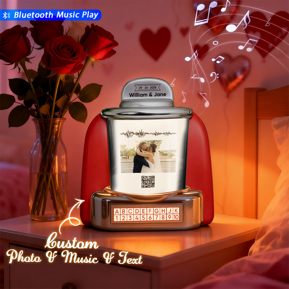 Gepersonaliseerde Mini-jukebox Met Foto, Vintage Bluetooth-jukebox Met Foto, Muziek En Tekst, Ideaal Cadeau Voor Stellen. Romantisch Cadeau. - SokkenFoto