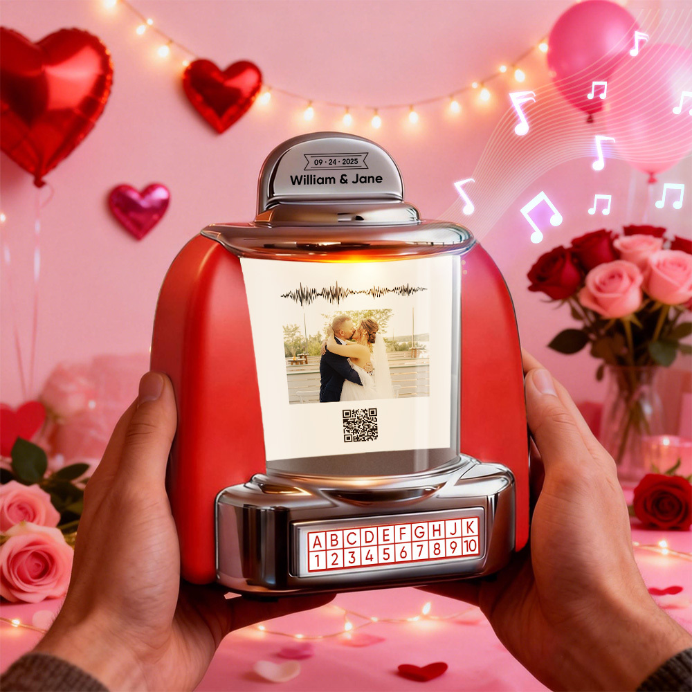 Gepersonaliseerde Mini-jukebox Met Foto, Vintage Bluetooth-jukebox Met Foto, Muziek En Tekst, Ideaal Cadeau Voor Stellen. Romantisch Cadeau. - SokkenFoto