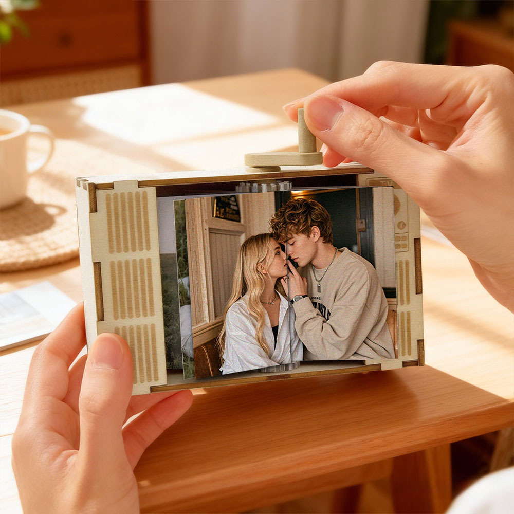 Op Maat Gemaakte Horizontale Fotolijst Met Flipbook-animatie, Mechanische Handaangedreven Muziekflipbookbox Met Licht, Valentijnsdagcadeaus - SokkenFoto