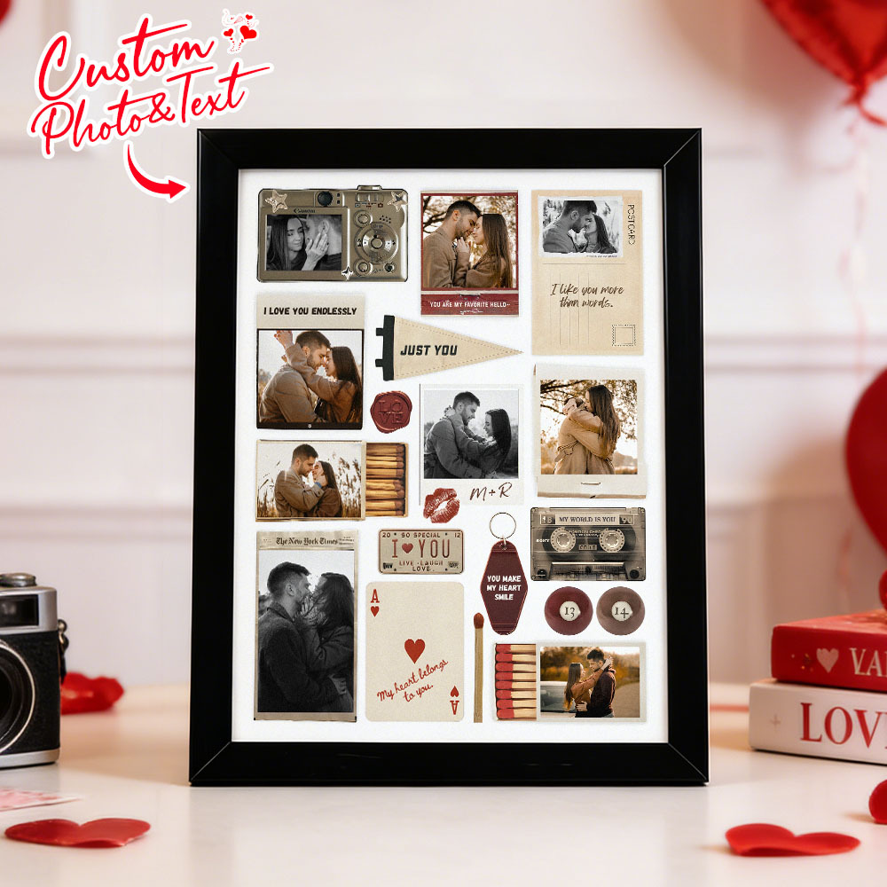 Houten Fotolijst Met Gepersonaliseerde Foto Van Een Luciferdoosje, Met Jouw Tekst, Posterprint, Wanddecoratie, Jubileumcadeau. - SokkenFoto