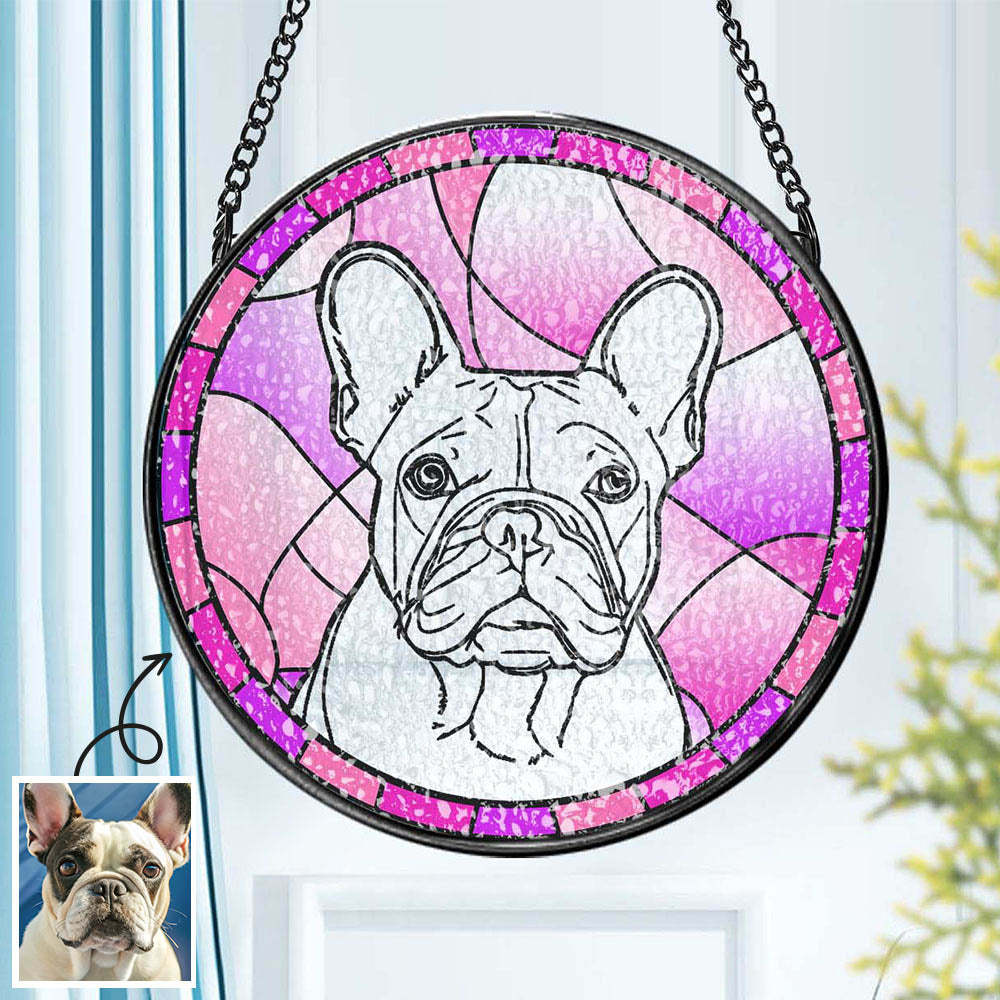 Gepersonaliseerde Huisdier Portret Suncatcher Gebrandschilderd Glas Huisdier Ornament Herinneringsgeschenken Voor Dierenliefhebbers - SokkenFoto