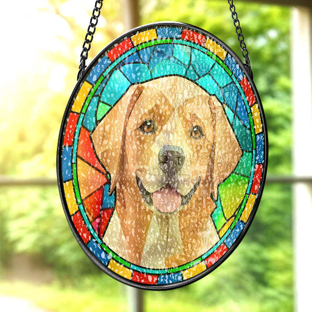 Aangepaste Huisdier Gebrandschilderd Glas Suncatcher Huisdier Ornament Herdenkingsgeschenken Voor Dierenliefhebbers - SokkenFoto