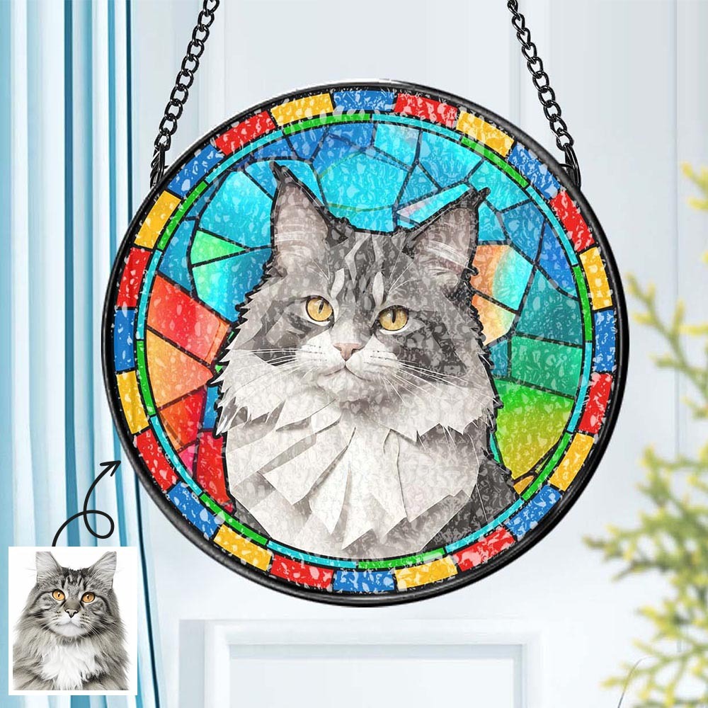 Aangepaste Huisdier Gebrandschilderd Glas Suncatcher Huisdier Ornament Herdenkingsgeschenken Voor Dierenliefhebbers - SokkenFoto