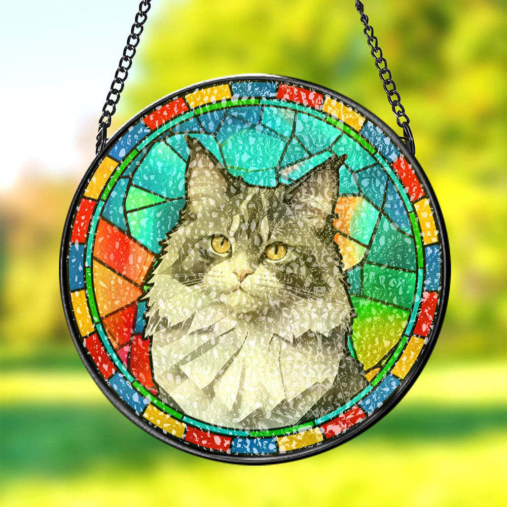 Aangepaste Huisdier Gebrandschilderd Glas Suncatcher Huisdier Ornament Herdenkingsgeschenken Voor Dierenliefhebbers - SokkenFoto