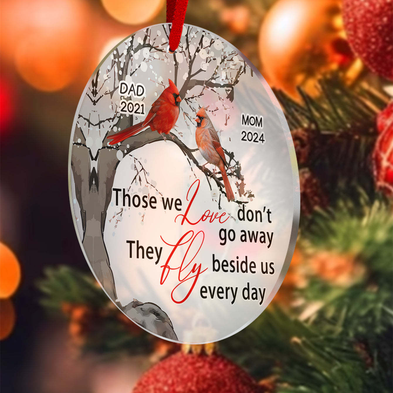 Gepersonaliseerde Memorial Ornament Kardinalen Blossom Tree Kerst Ornament Cadeaus Voor Familie - SokkenFoto