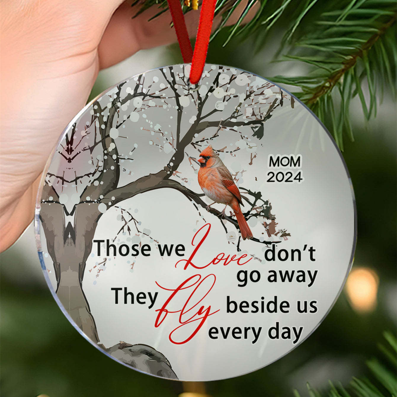 Gepersonaliseerde Memorial Ornament Kardinalen Blossom Tree Kerst Ornament Cadeaus Voor Familie - SokkenFoto