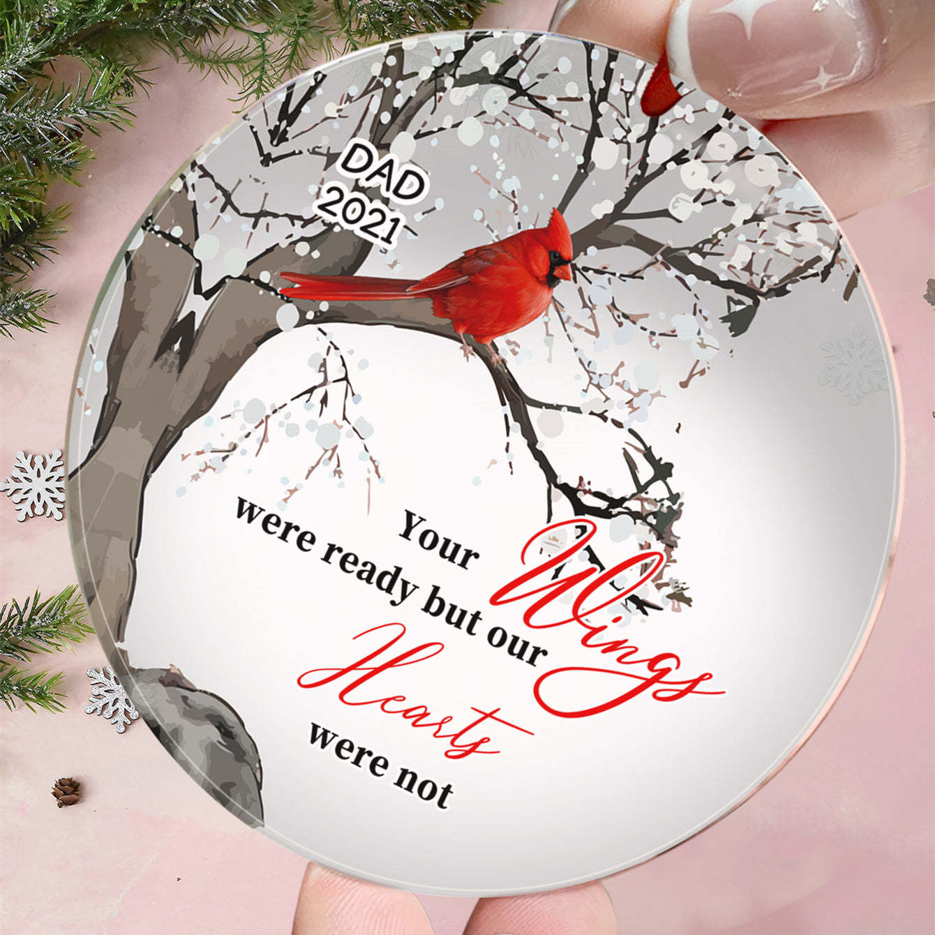 Gepersonaliseerde Memorial Ornament Kardinalen Blossom Tree Kerst Ornament Cadeaus Voor Familie - SokkenFoto