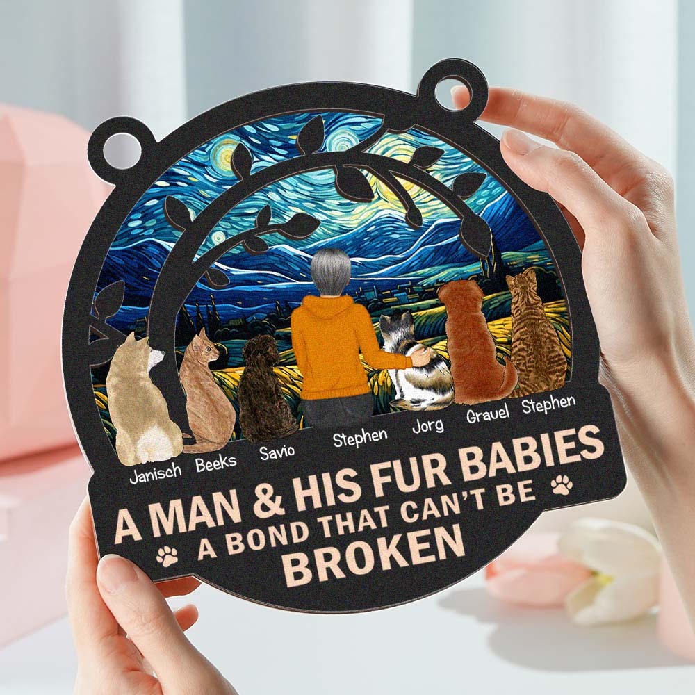 Bloemenveld Een Meisje En Haar Hond Gepersonaliseerde Raamhanger Zonnevanger Ornament Jubileumgeschenken - SokkenFoto