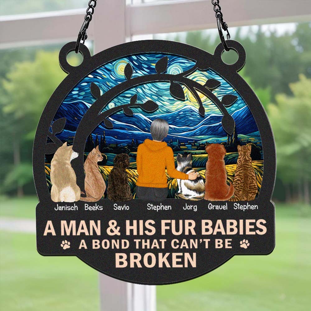 Bloemenveld Een Meisje En Haar Hond Gepersonaliseerde Raamhanger Zonnevanger Ornament Jubileumgeschenken - SokkenFoto