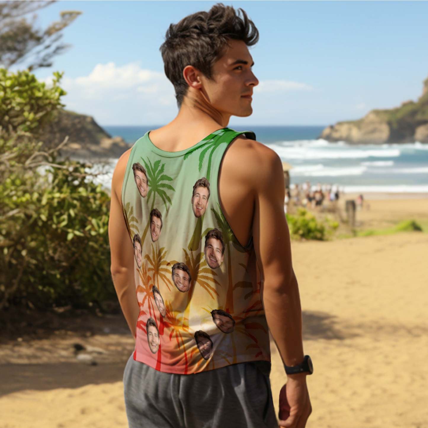 Aangepaste Gezicht Tanktops Hawaiiaanse Tropische Stijl Casual Tanktop - SokkenFoto