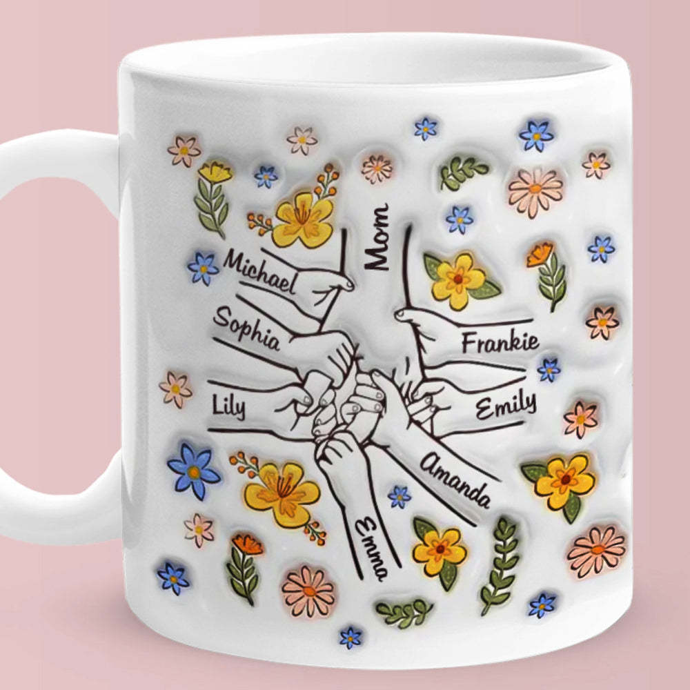 Mam, Je Houdt Mijn Hand Vast, Ook Mijn Hart - Gepersonaliseerde 3d-mok Met Opblaaseffect En Print - Cadeau Voor Familie - SokkenFoto