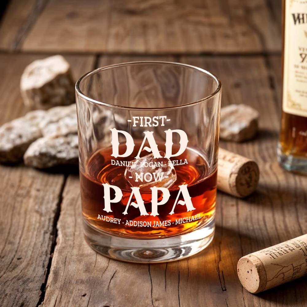 Gepersonaliseerde Eerste Vader Nu Opa 10oz Whiskyglas Met Namen Vaderdag Verjaardagscadeau Voor Hem