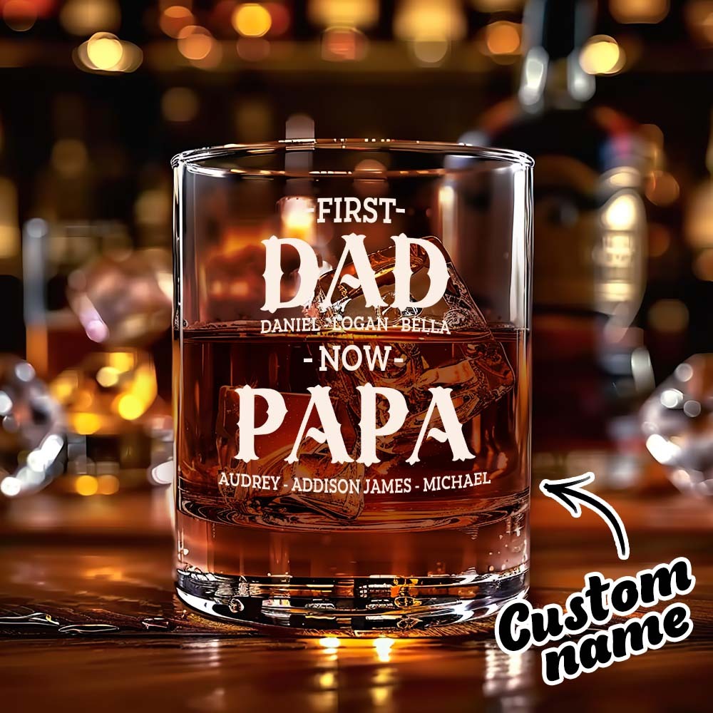 Gepersonaliseerde Eerste Vader Nu Opa 10oz Whiskyglas Met Namen Vaderdag Verjaardagscadeau Voor Hem