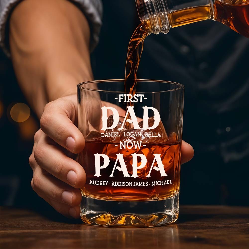 Gepersonaliseerde Eerste Vader Nu Opa 10oz Whiskyglas Met Namen Vaderdag Verjaardagscadeau Voor Hem