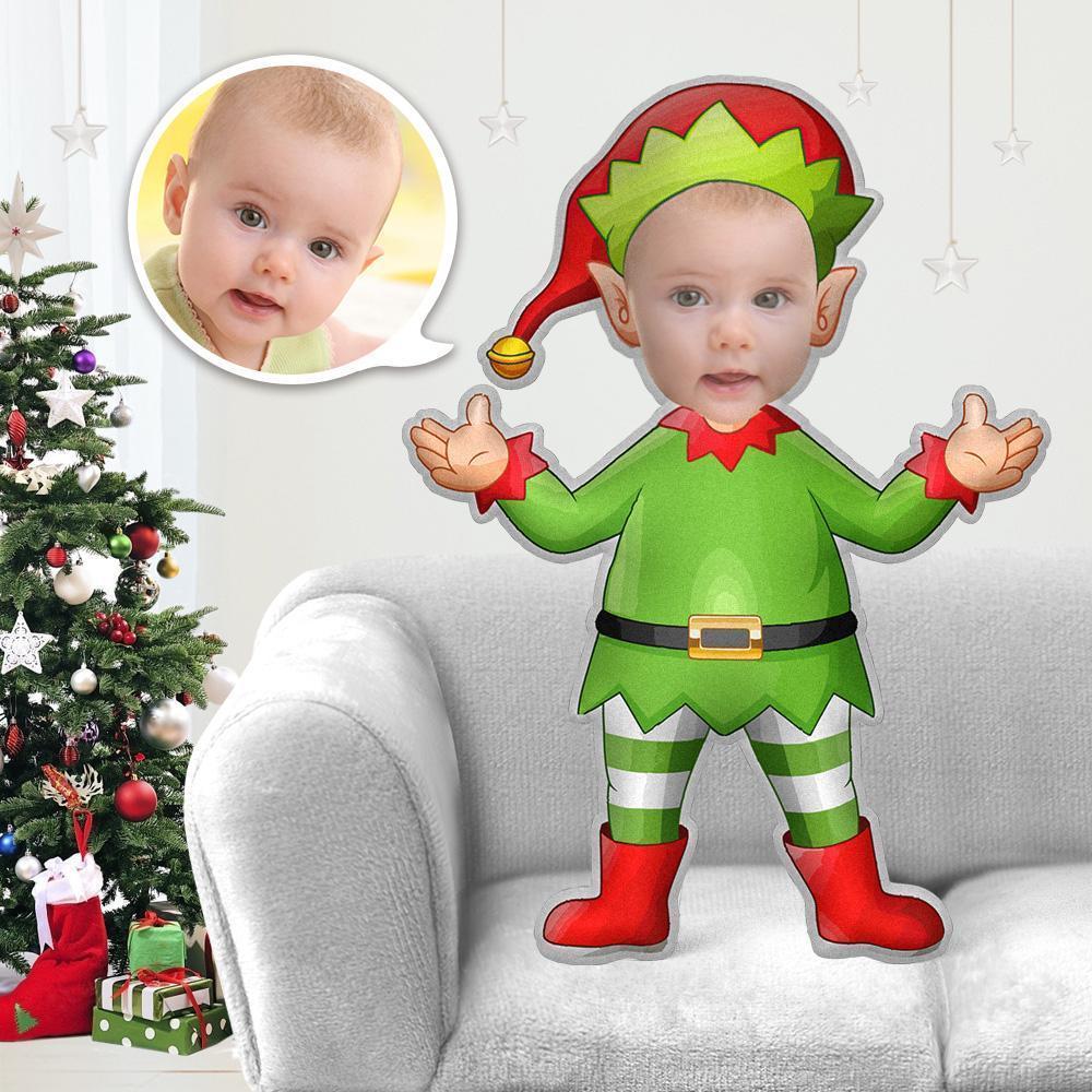 Aangepast Gezicht Op Kussen Gezicht Cartoon Lichaamskussen Gepersonaliseerde Foto Kussen Cadeau - Kerst Elf Kerst Engel Minime Kussen - SokkenFoto