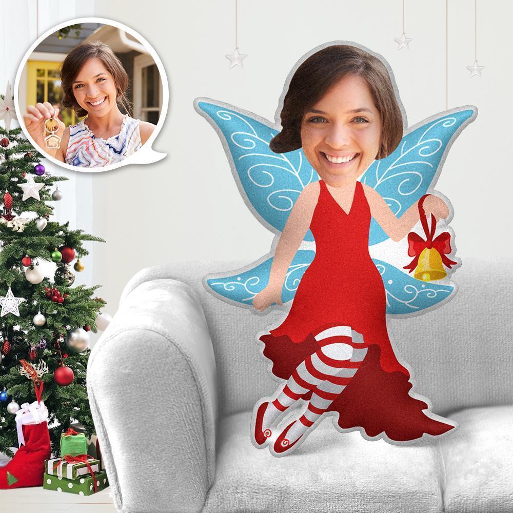 Aangepast Gezicht Op Kussen Gezicht Cartoon Lichaamskussen Gepersonaliseerde Foto Kussen Cadeau - Kerst Elf Kerst Engel Minime Kussen - SokkenFoto