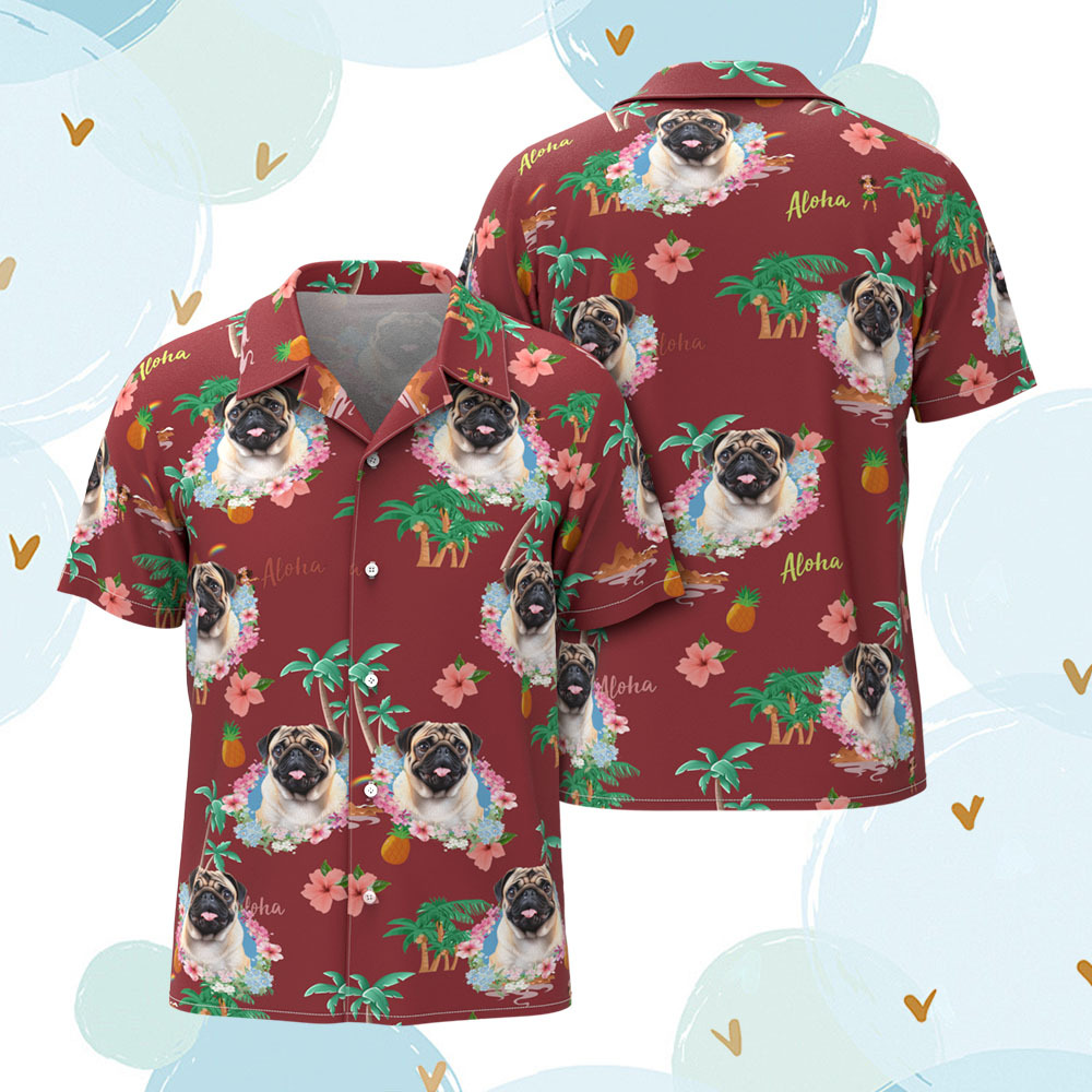 Aangepaste Mannen Hawaiiaanse Shirts Huisdier Gezicht Bloem Hawaiian Shirt Cadeau Voor Dierenliefhebber - SokkenFoto