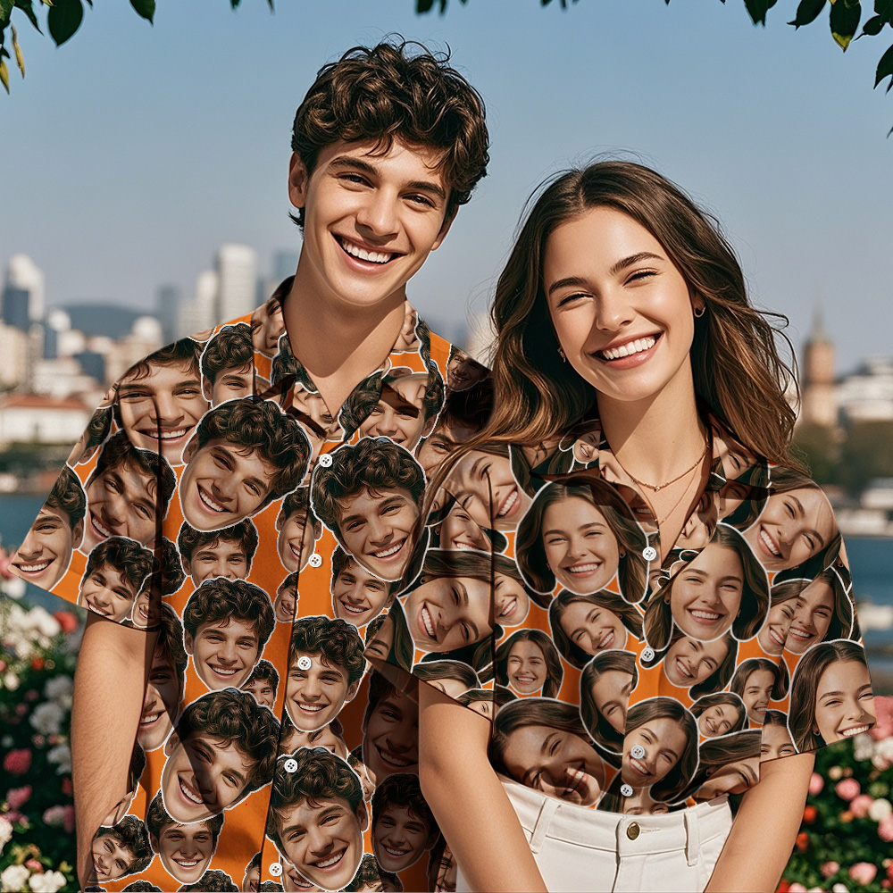 Gepersonaliseerd Mash Face Hawaiiaans Overhemd Valentijn Hawaiiaans Overhemd Gezicht Hawaiiaans Overhemd Voor Paar