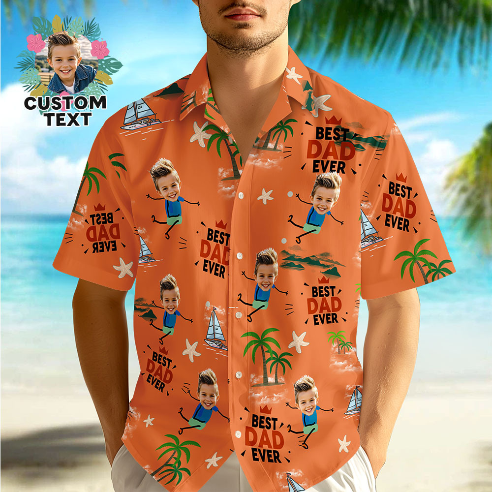 Gepersonaliseerd Gezicht Hawaiiaans Shirt Beste Vader Ooit Hawaiiaans Shirt Mannen Gezicht Hawaiiaans Shirt Cadeau - SokkenFoto