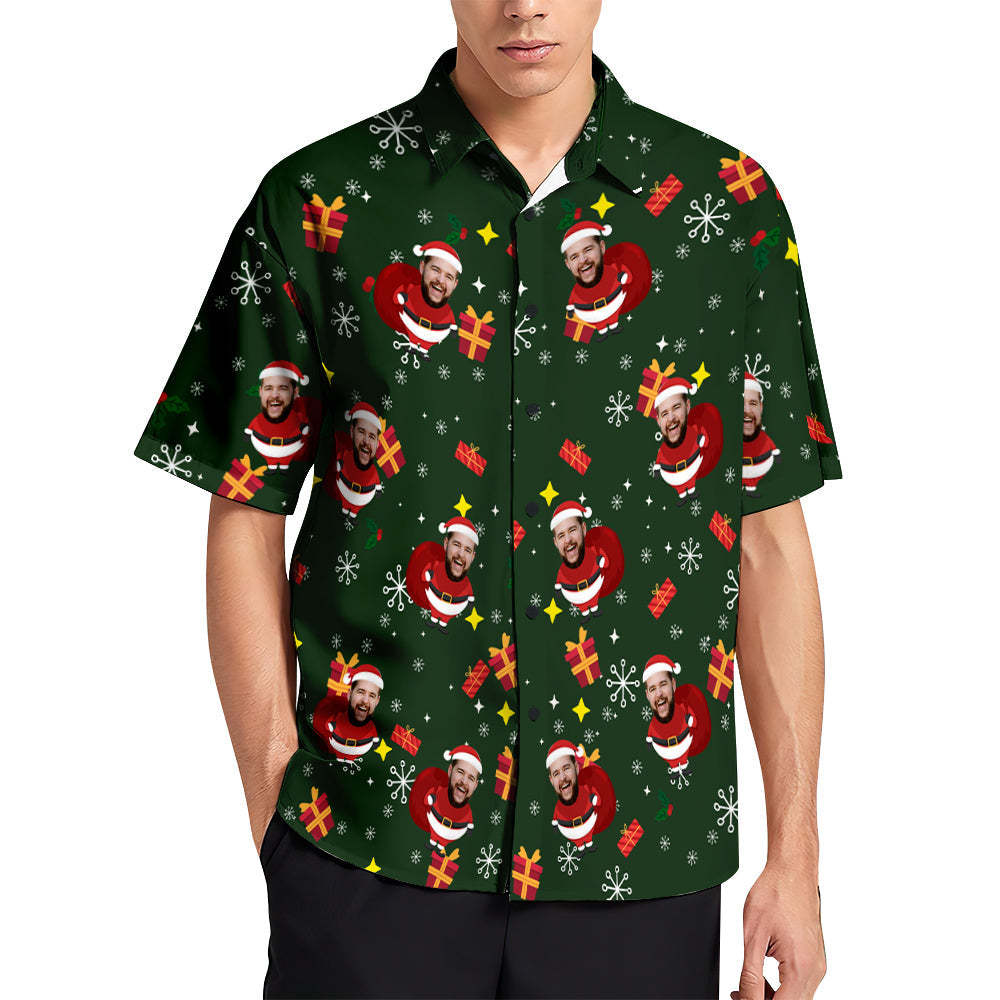 Custom Face Hawaiian Shirts Gepersonaliseerde Kerstcadeau-idee Heren Kerstshirts - SokkenFoto