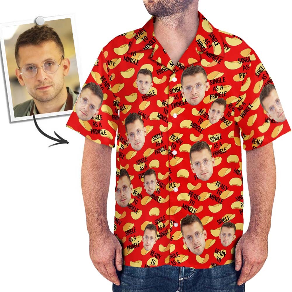 Aangepaste Gezicht Mannen Hawaiiaanse Shirt Single Als Een Pringle Shirt - SokkenFoto
