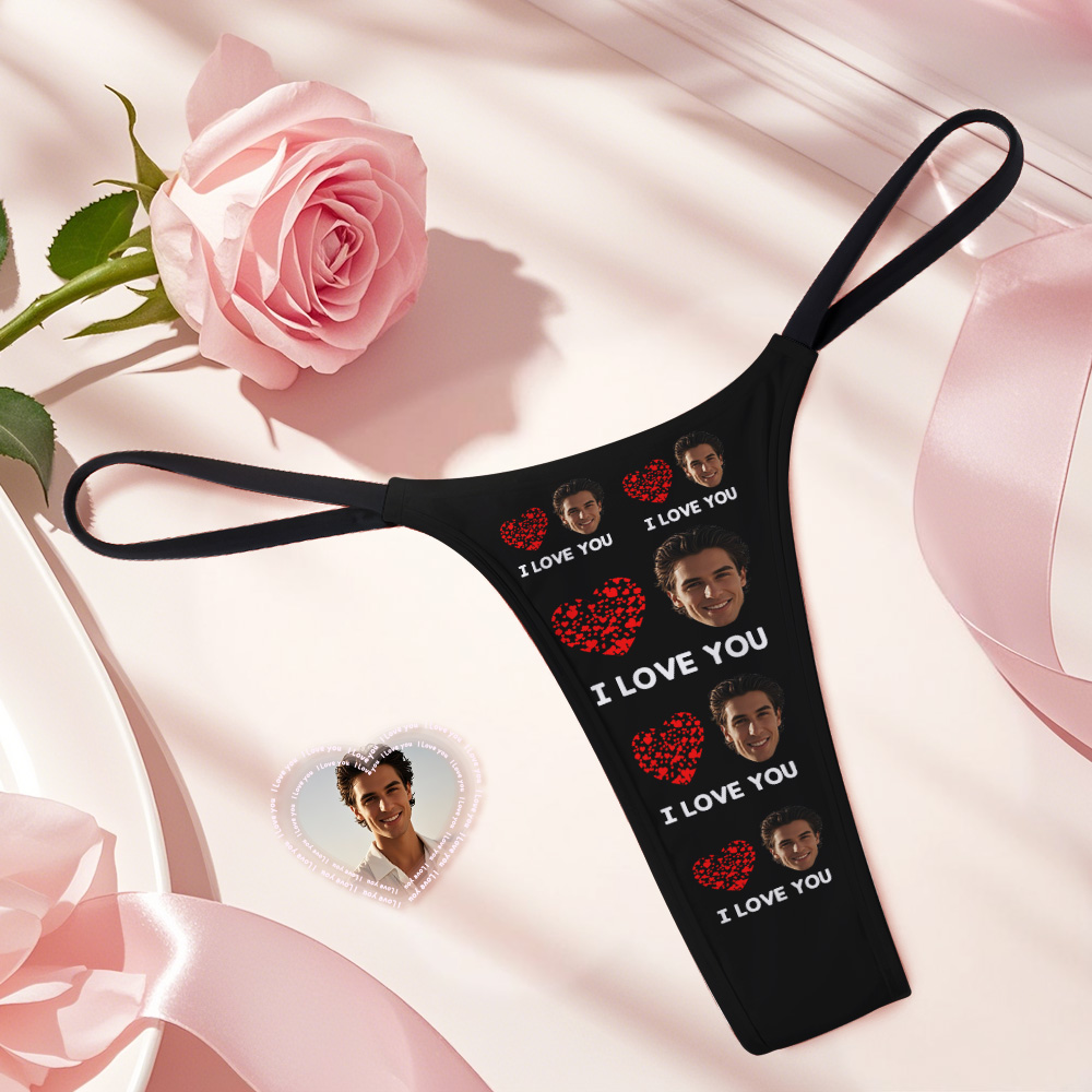 Aangepaste Thongs Gezicht Foto Slipje Ik Hou Van Je Gezicht Ondergoed Slips Valentijn Cadeaus Voor Haar