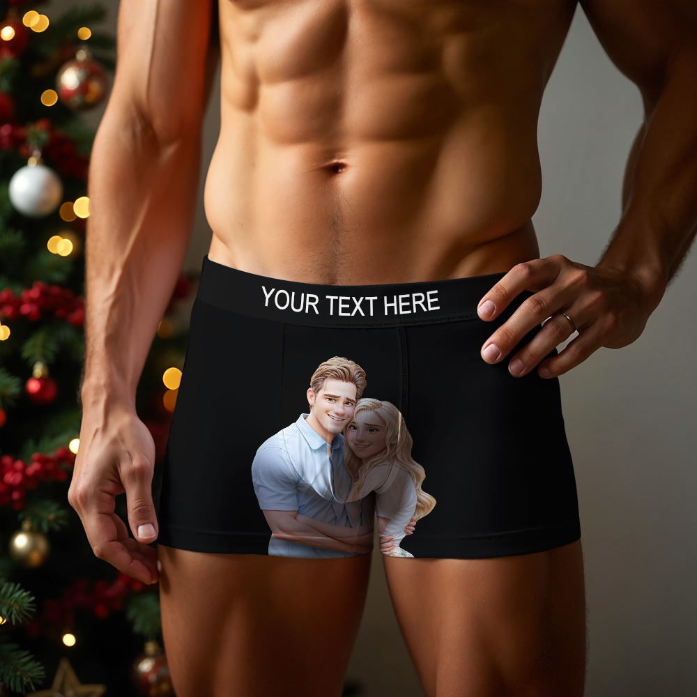 Aangepaste Herenboxer Gepersonaliseerde Cartoonstijl 3d Foto Boxershort Voor Vriend - SokkenFoto