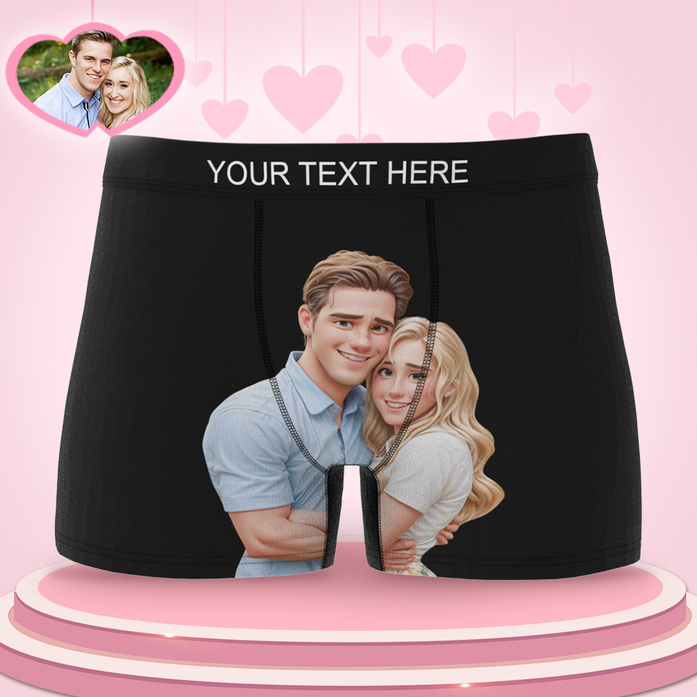 Aangepaste Herenboxer Gepersonaliseerde Cartoonstijl 3d Foto Boxershort Voor Vriend - SokkenFoto